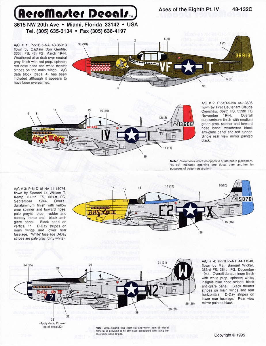 AeroMaster #48-688 1/48 P-47D Thunderbolts Part 2 Decal Sheet